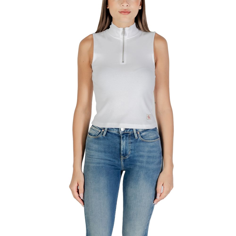 Calvin Klein Jeans White Cotton Top - Luxe Nova