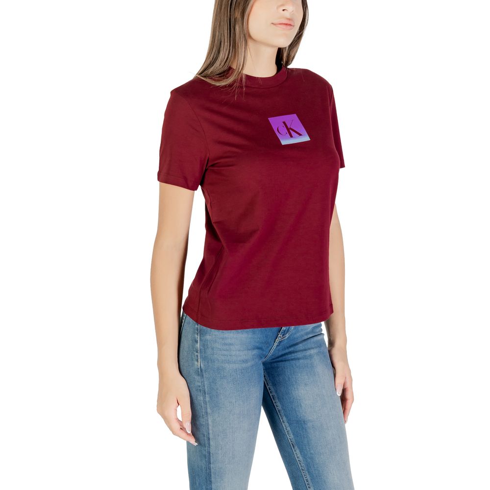 Calvin Klein Jeans Bordeaux Cotton T-Shirt - Luxe Nova