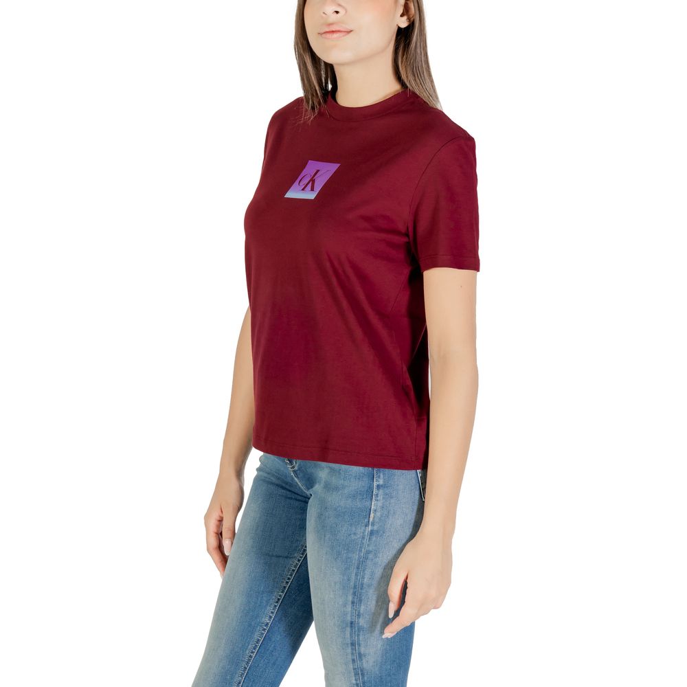 Calvin Klein Jeans Bordeaux Cotton T-Shirt - Luxe Nova