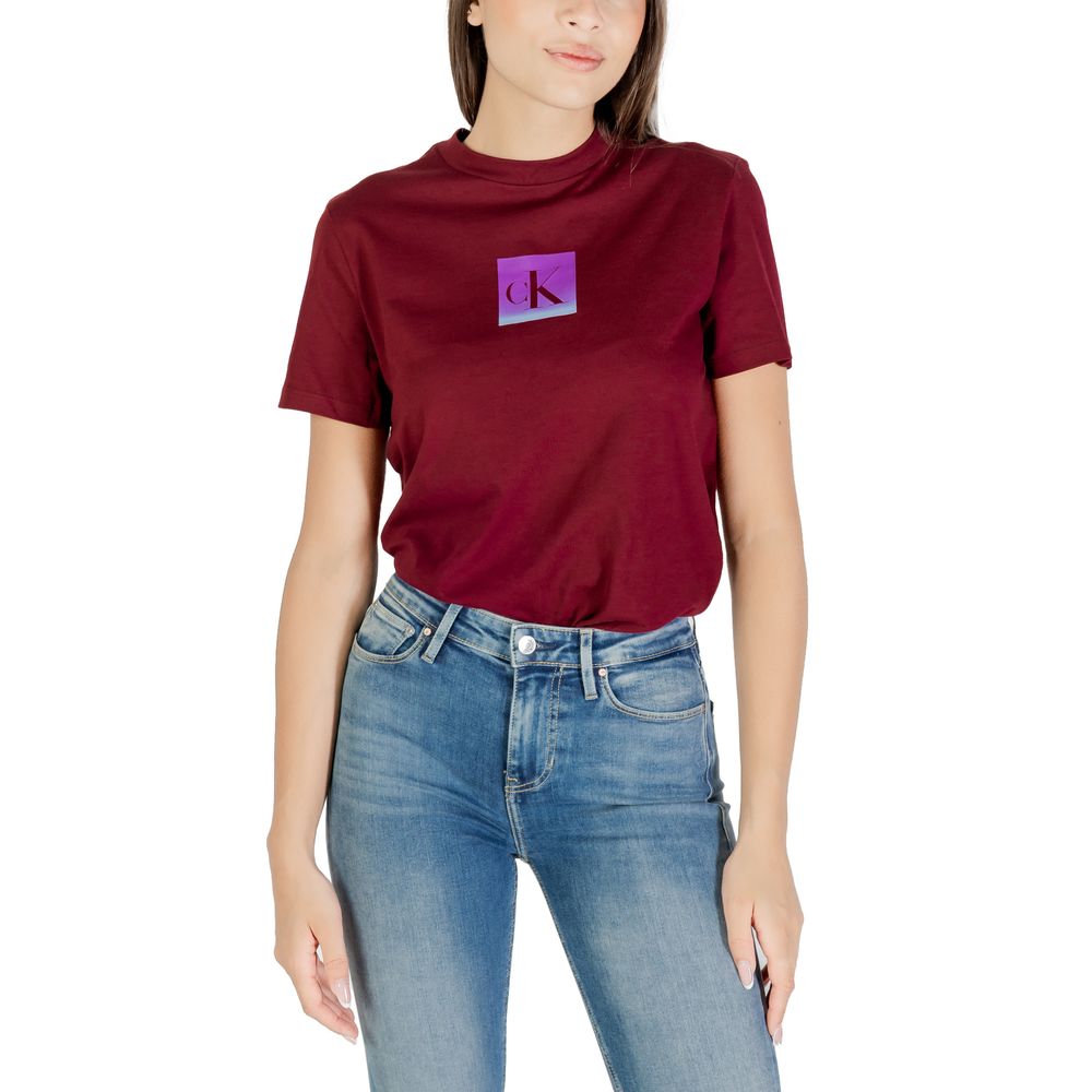 Calvin Klein Jeans Bordeaux Cotton T-Shirt - Luxe Nova