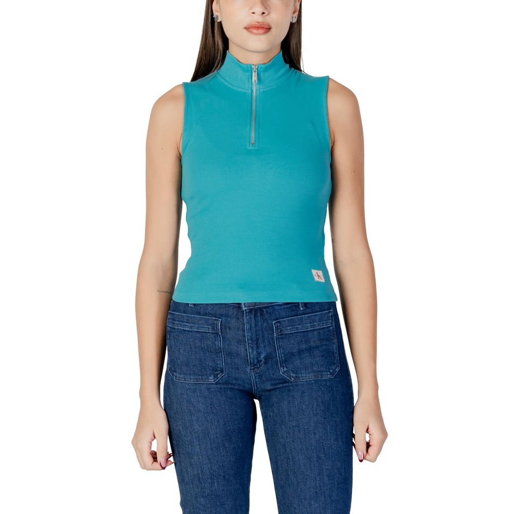 Calvin Klein Jeans Turquoise Cotton Top - Luxe Nova