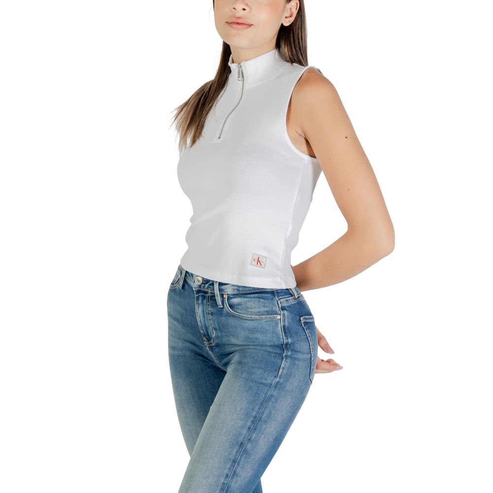 Calvin Klein Jeans White Cotton Top - Luxe Nova