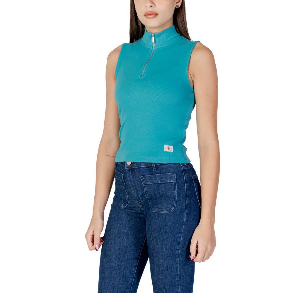 Calvin Klein Jeans Turquoise Cotton Top - Luxe Nova