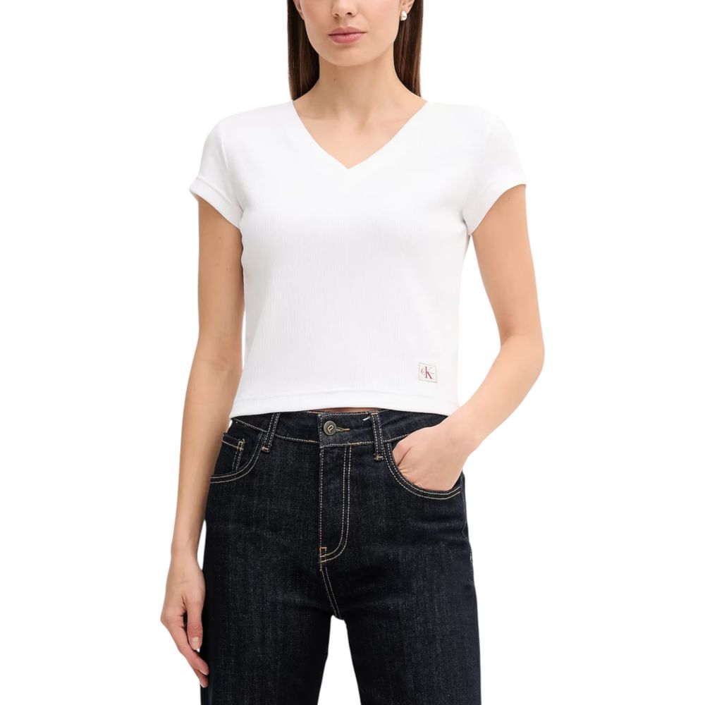 Calvin Klein Jeans White Cotton T-Shirt - Luxe Nova
