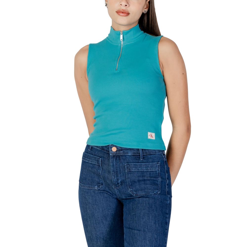 Calvin Klein Jeans Turquoise Cotton Top - Luxe Nova