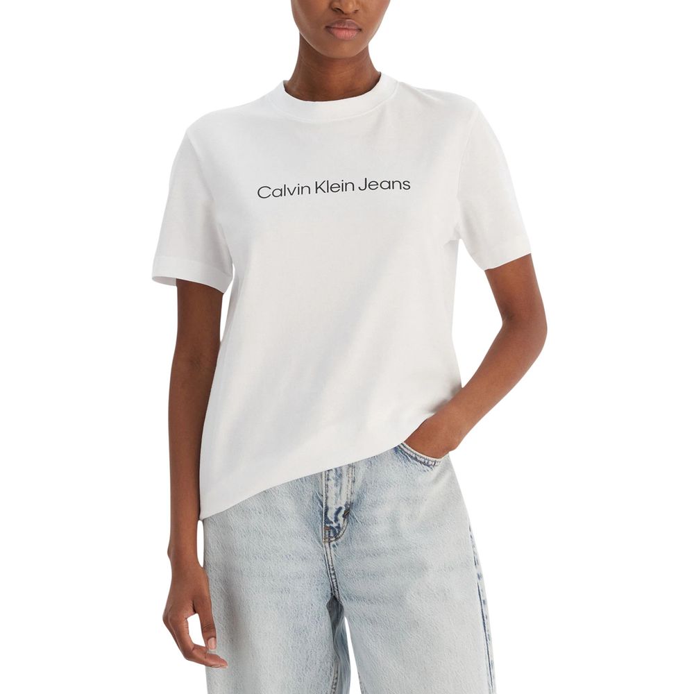 Calvin Klein Jeans White Cotton T-Shirt - Luxe Nova