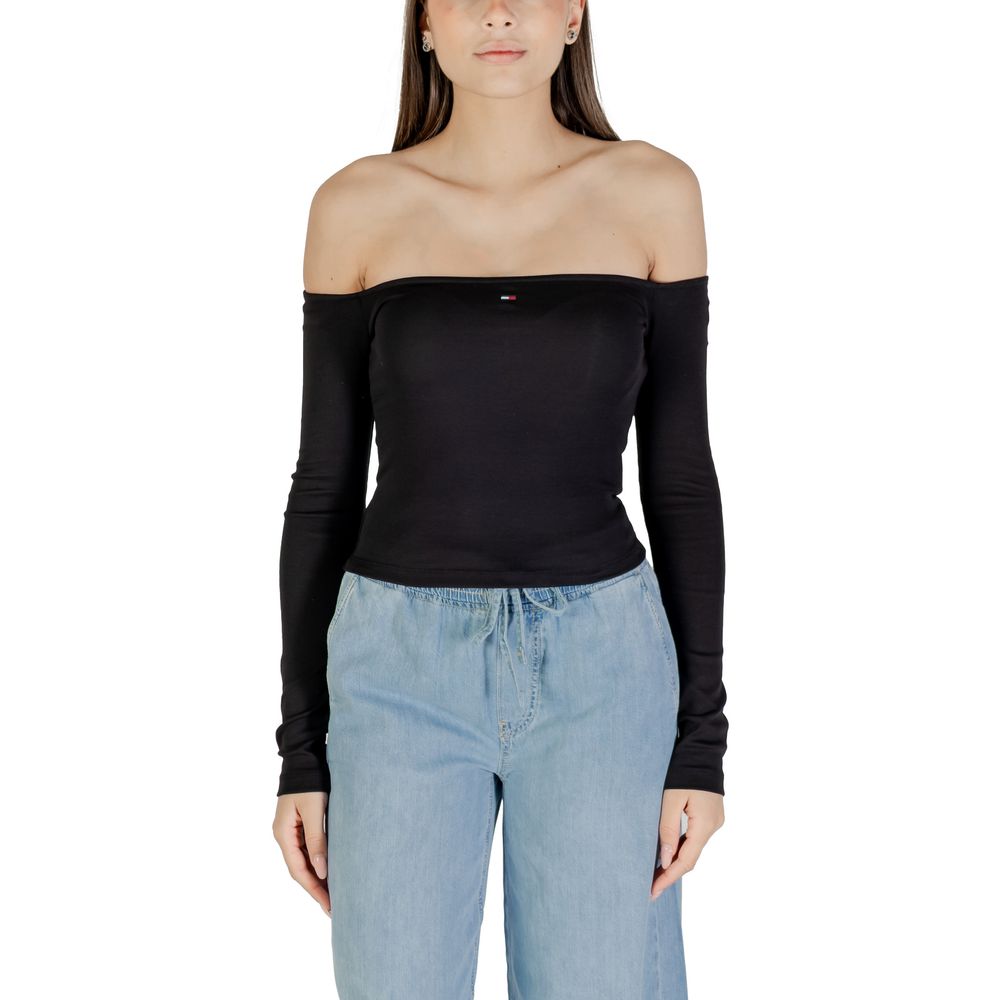 Tommy Hilfiger Jeans Black Recycled Cotton Long Sleeve T-Shirt - Luxe Nova
