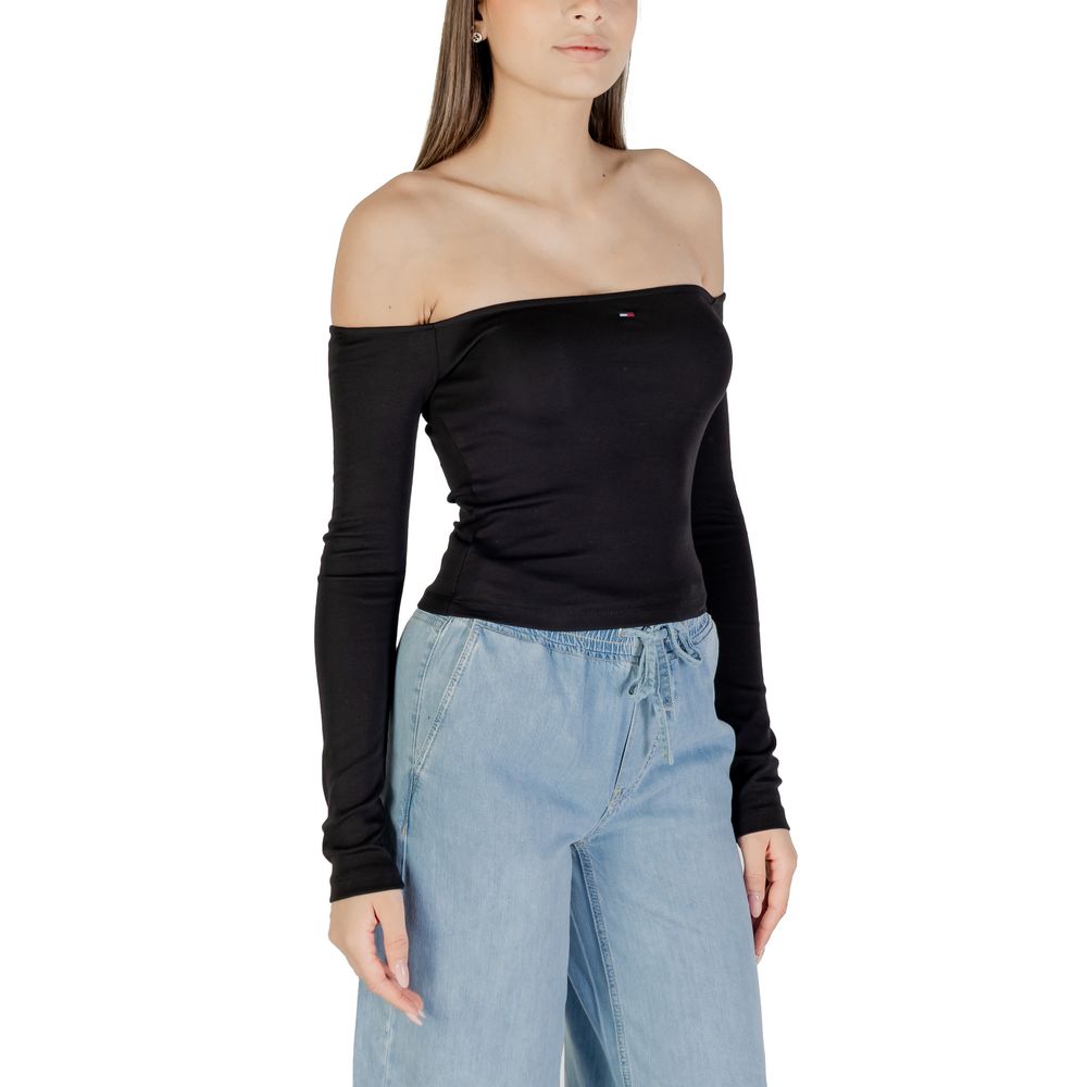 Tommy Hilfiger Jeans Black Recycled Cotton Long Sleeve T-Shirt - Luxe Nova