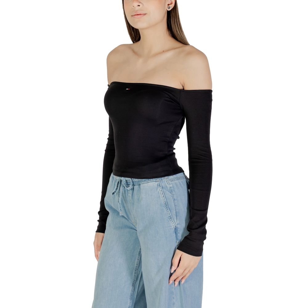 Tommy Hilfiger Jeans Black Recycled Cotton Long Sleeve T-Shirt - Luxe Nova