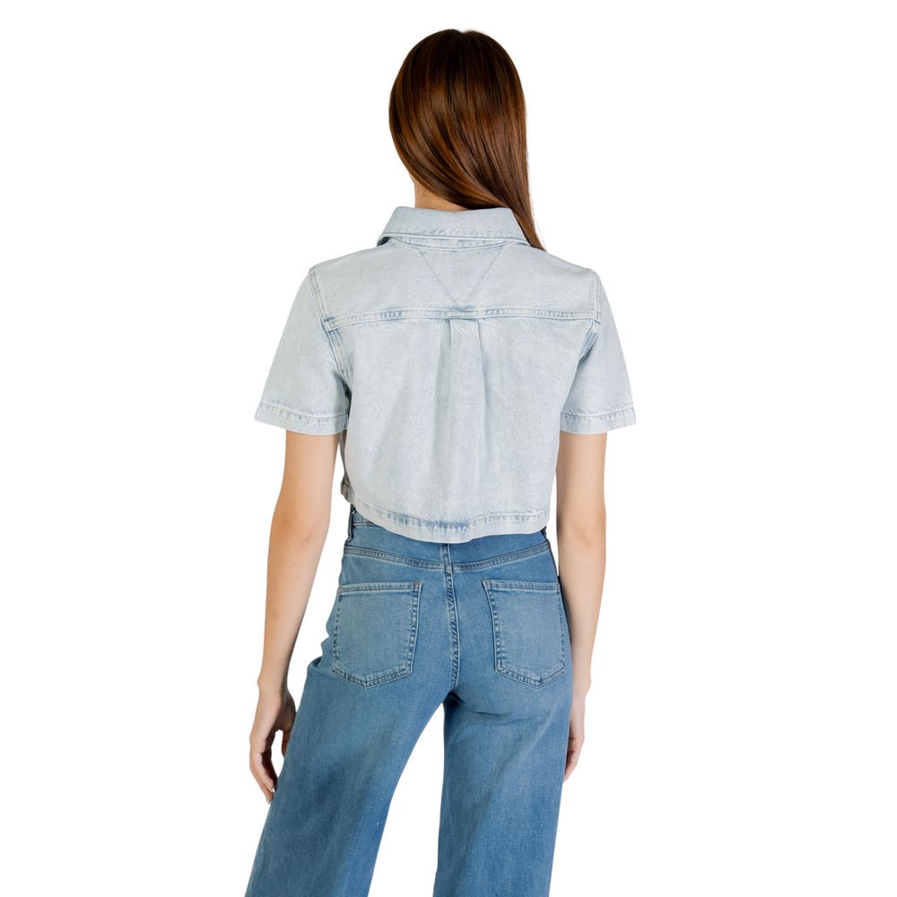 Tommy Hilfiger Jeans Light Blue Recycled Cotton Shortsleeve Shirt - Luxe Nova
