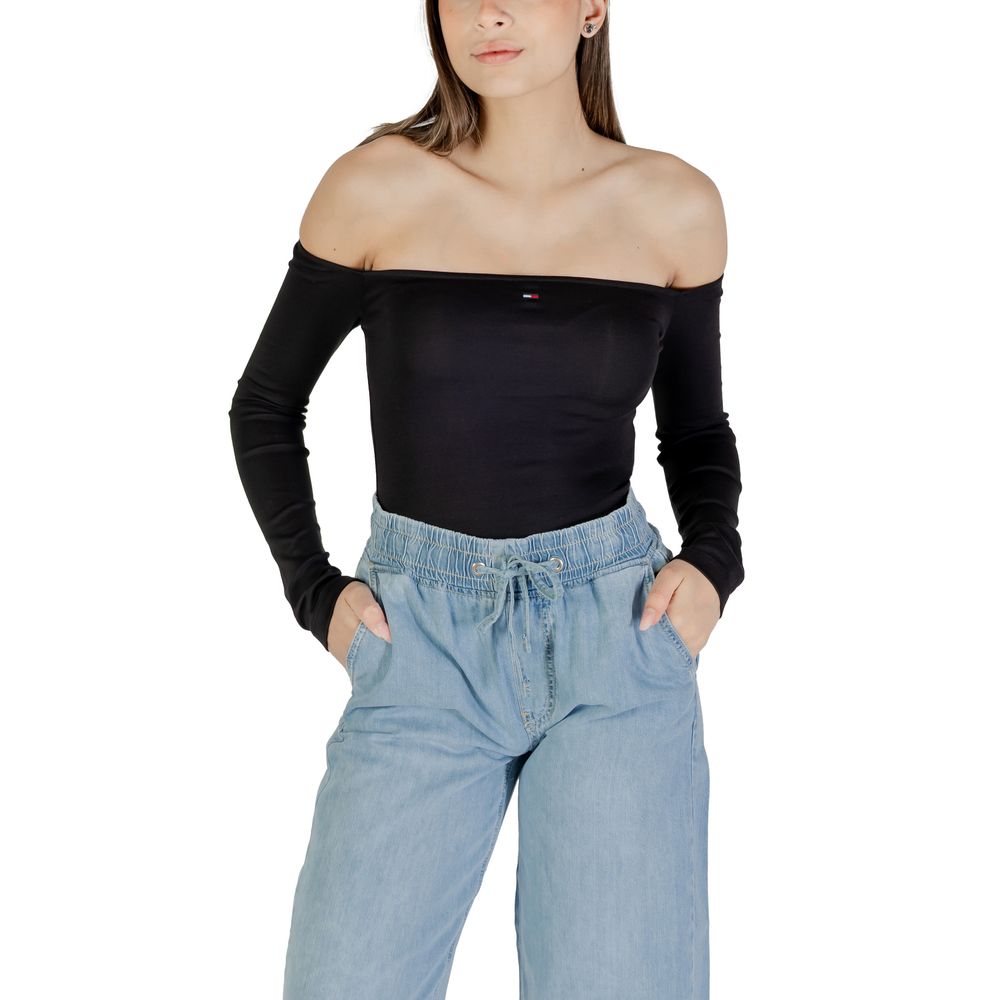 Tommy Hilfiger Jeans Black Recycled Cotton Long Sleeve T-Shirt - Luxe Nova