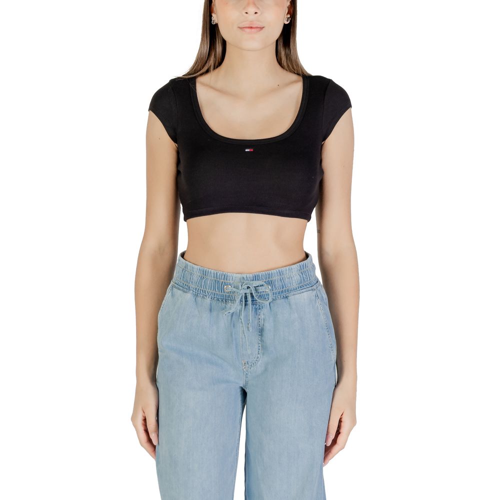 Tommy Hilfiger Jeans Black Cotton T-Shirt - Luxe Nova