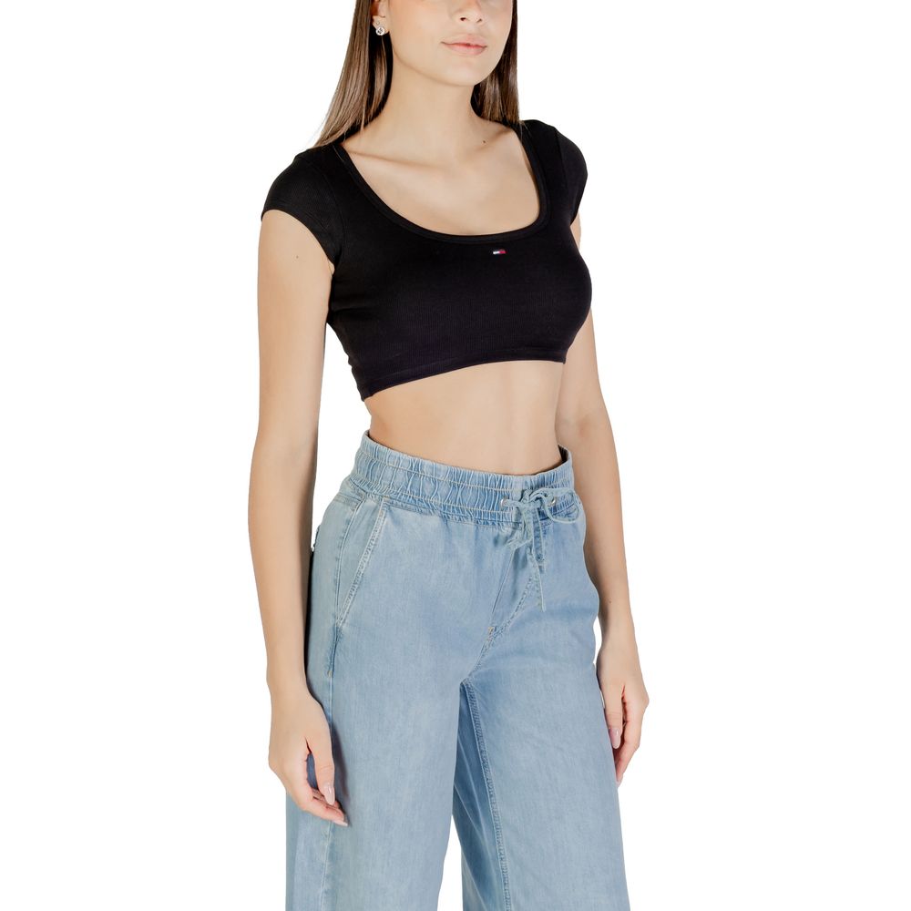 Tommy Hilfiger Jeans Black Cotton T-Shirt - Luxe Nova