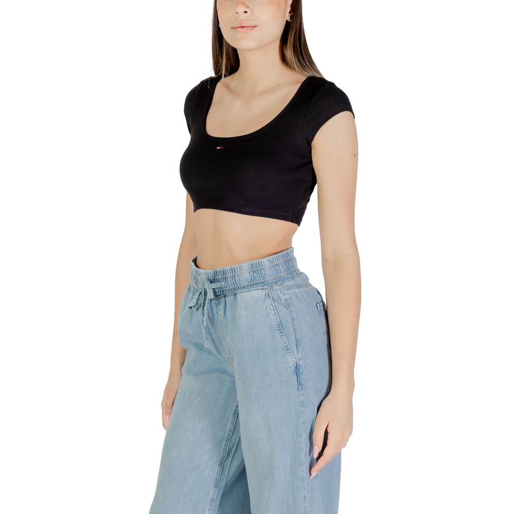 Tommy Hilfiger Jeans Black Cotton T-Shirt - Luxe Nova