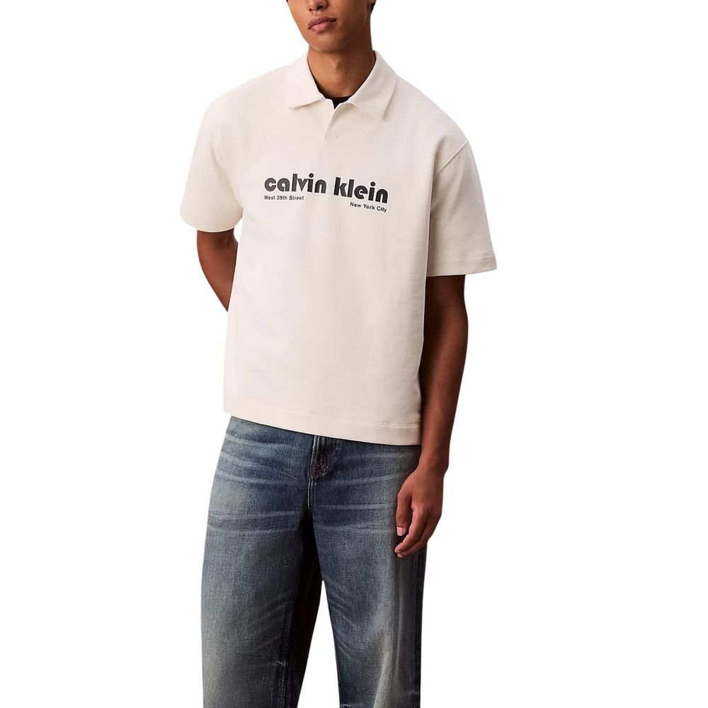 Calvin Klein Jeans White Cotton Polo Shirt - Luxe Nova