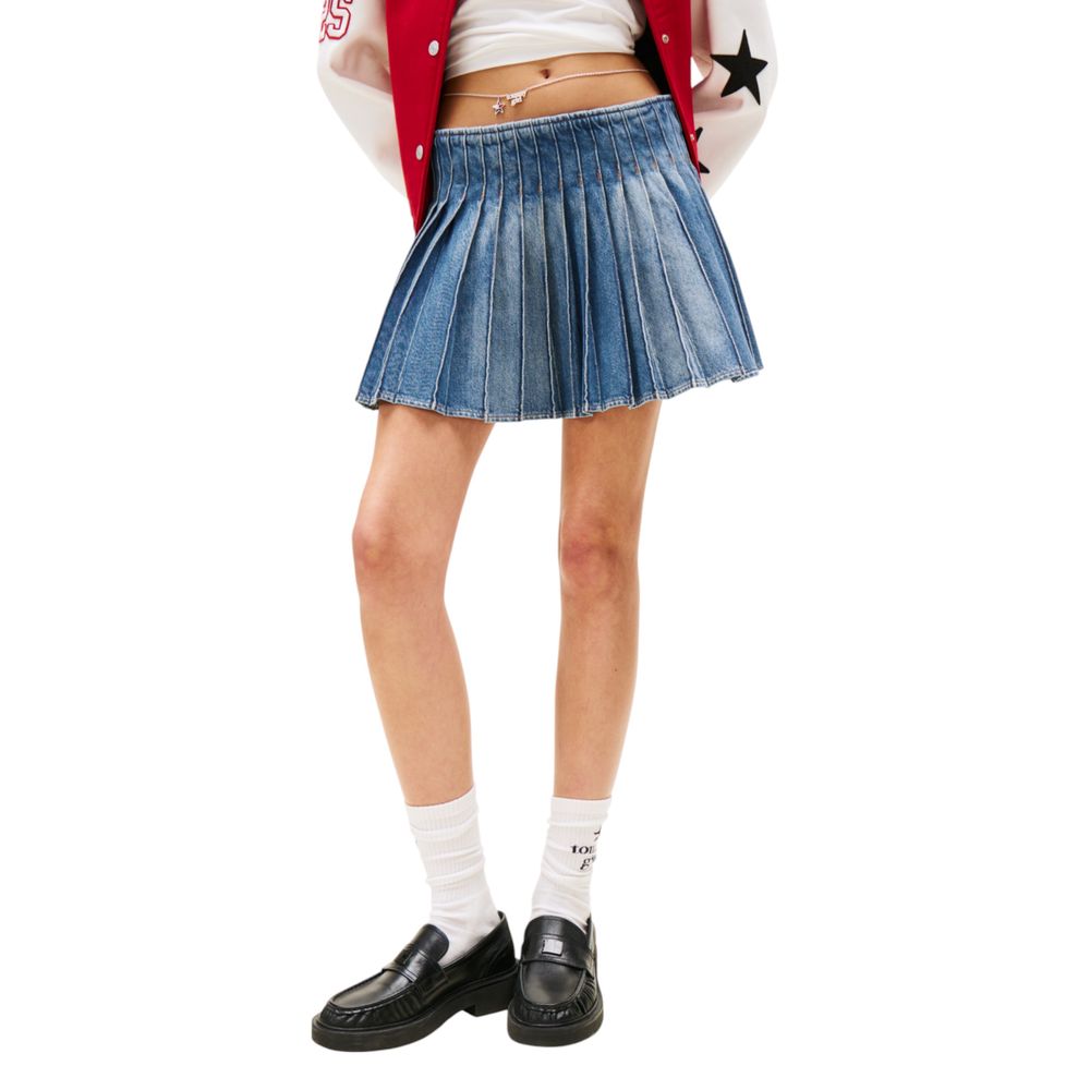 Tommy Hilfiger Jeans Blue Recycled Cotton Mini Skirt - Luxe Nova