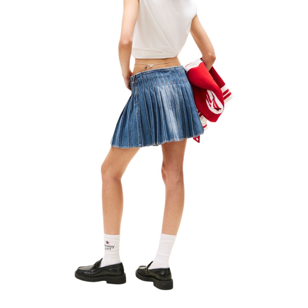 Tommy Hilfiger Jeans Blue Recycled Cotton Mini Skirt - Luxe Nova
