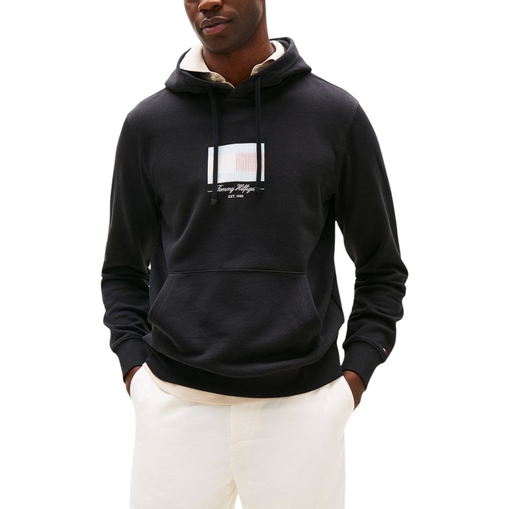 Tommy Hilfiger Black Recycled Cotton Hoodie - Luxe Nova