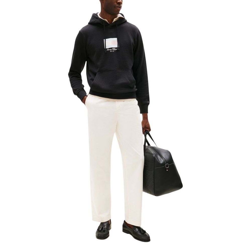 Tommy Hilfiger Black Recycled Cotton Hoodie - Luxe Nova