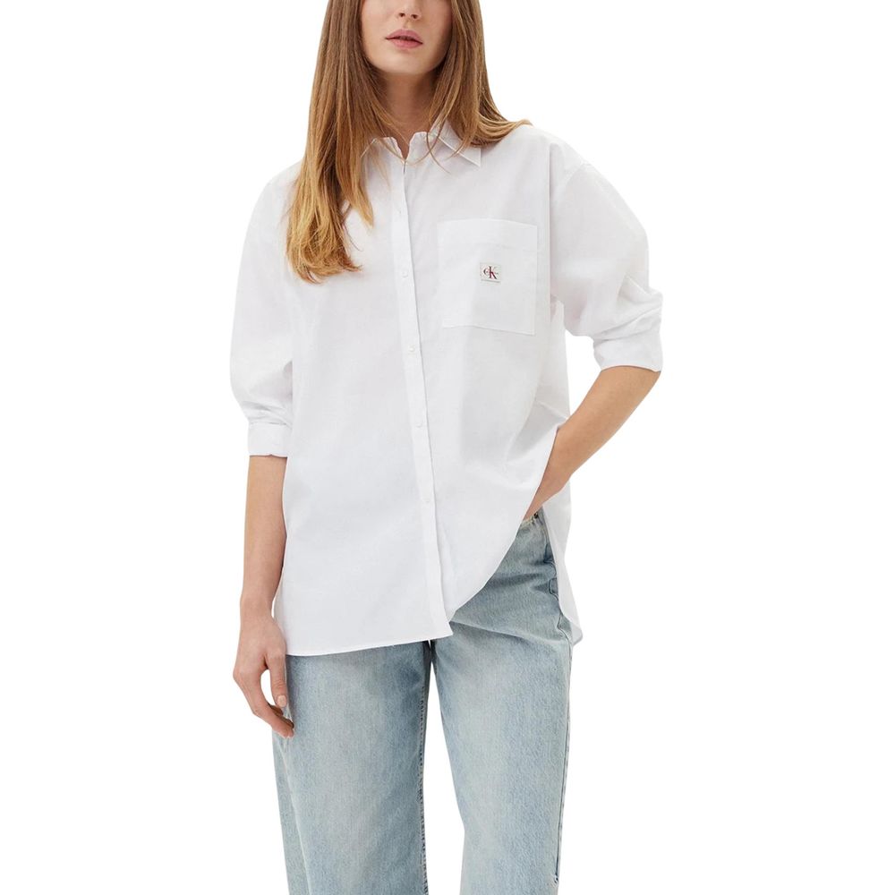 Calvin Klein Jeans White Cotton Blouse - Luxe Nova