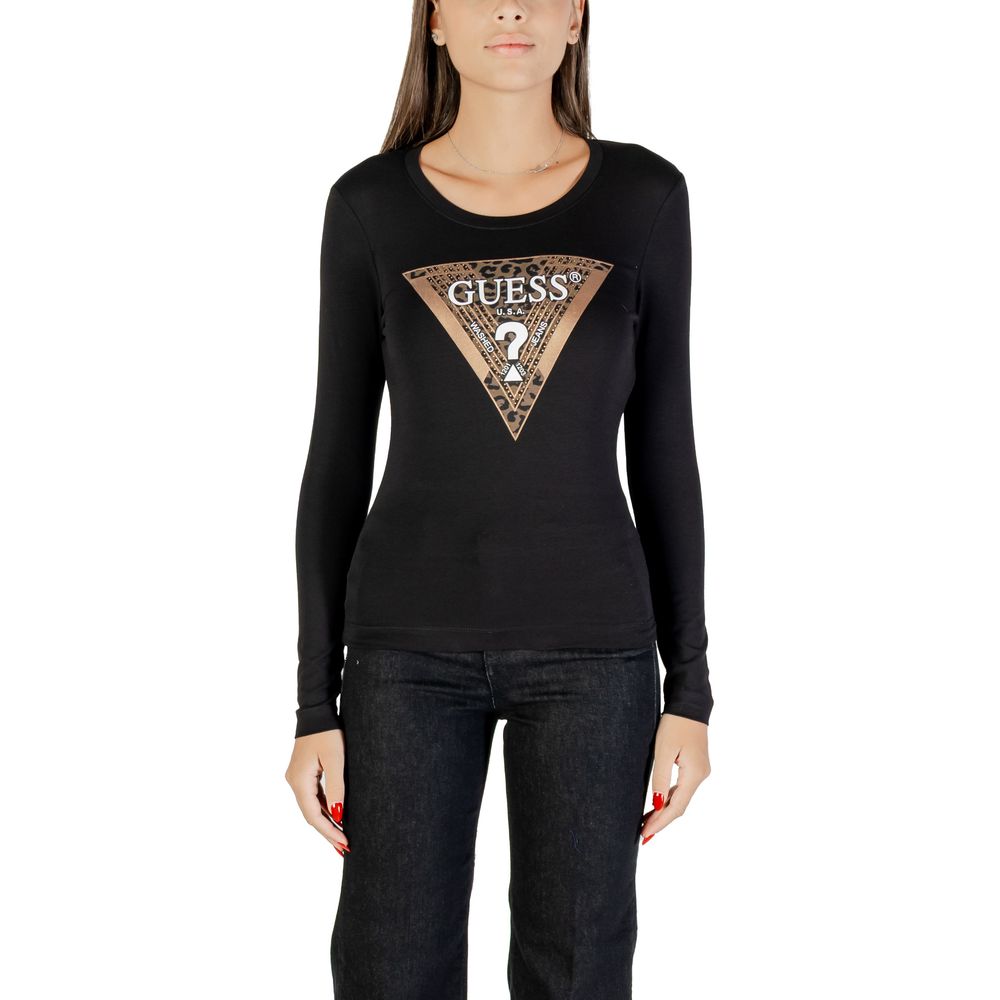 Guess Black Cotton Long Sleeve T-Shirt - Luxe Nova