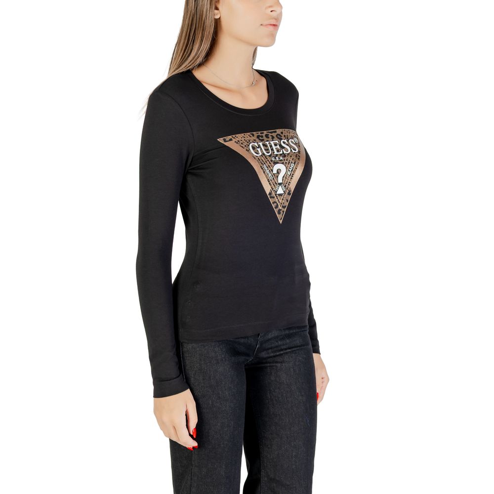 Guess Black Cotton Long Sleeve T-Shirt - Luxe Nova