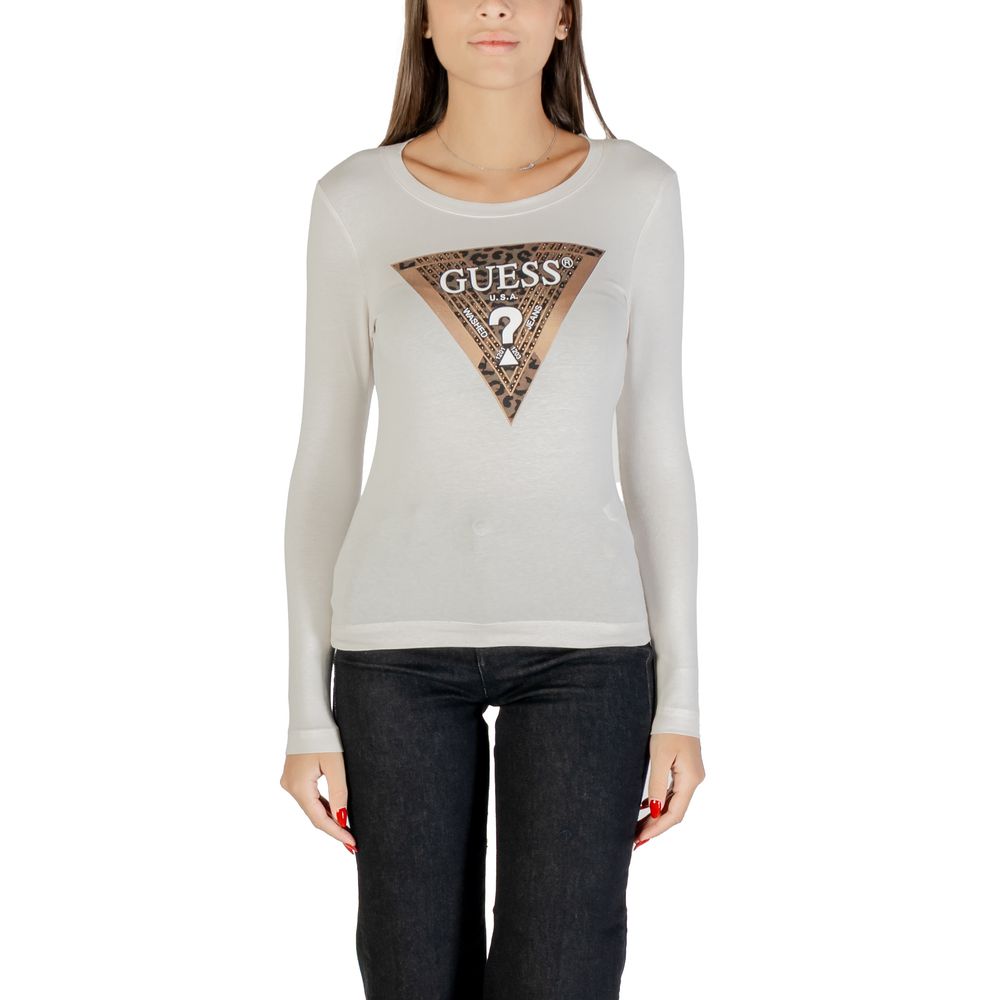 Guess Cream Cotton Long Sleeve T-Shirt - Luxe Nova