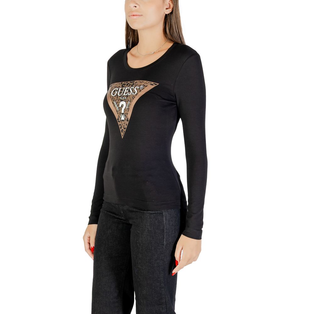 Guess Black Cotton Long Sleeve T-Shirt - Luxe Nova