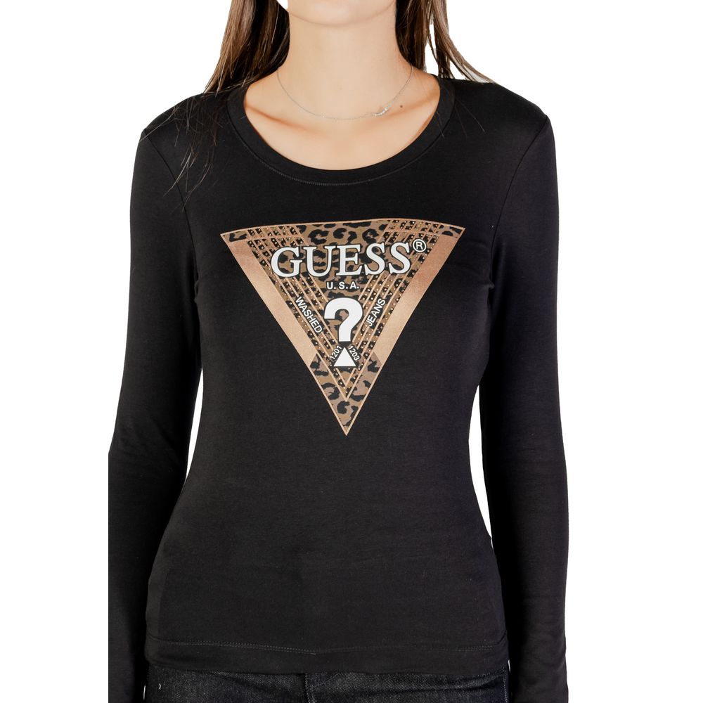 Guess Black Cotton Long Sleeve T-Shirt - Luxe Nova