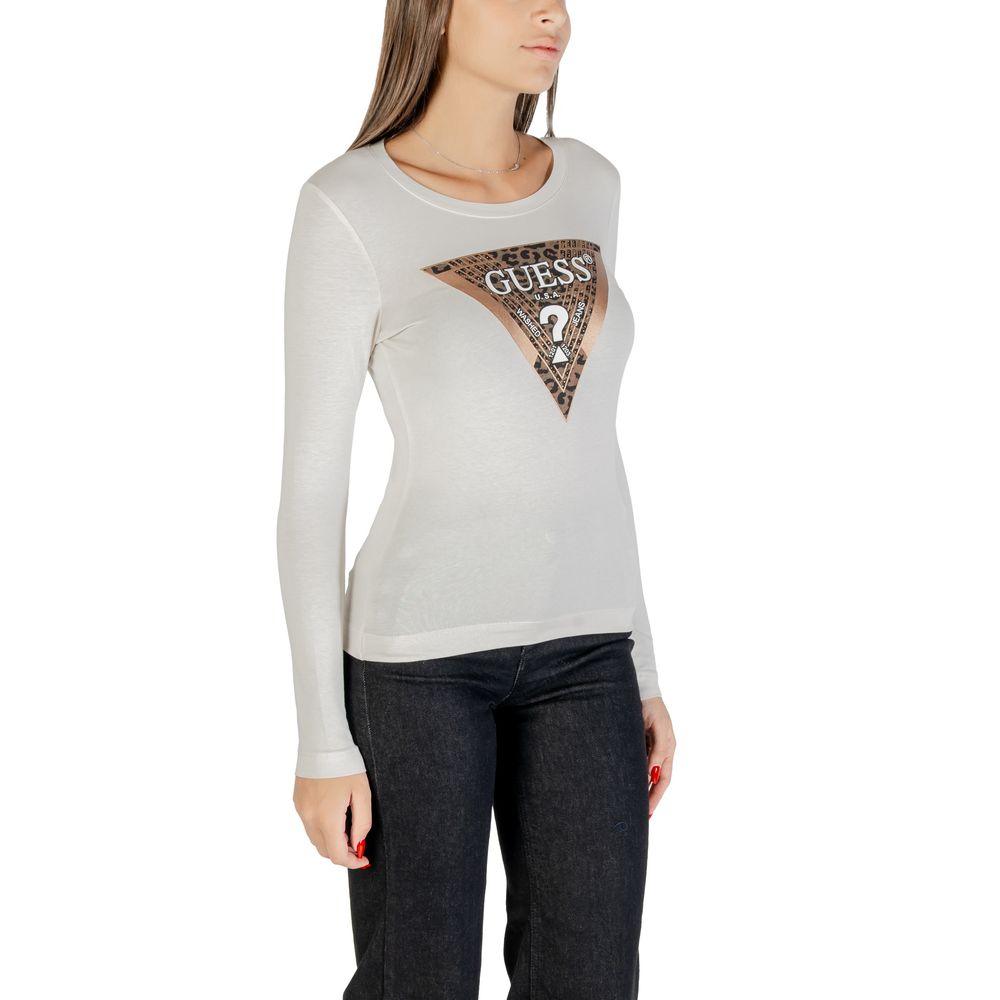 Guess Cream Cotton Long Sleeve T-Shirt - Luxe Nova