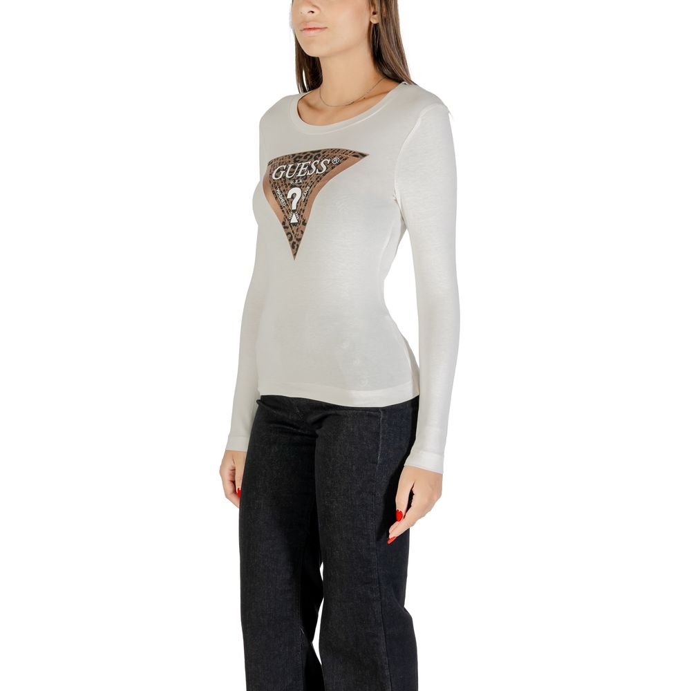 Guess Cream Cotton Long Sleeve T-Shirt - Luxe Nova