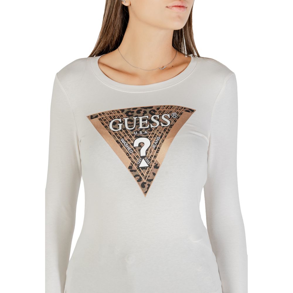 Guess Cream Cotton Long Sleeve T-Shirt - Luxe Nova
