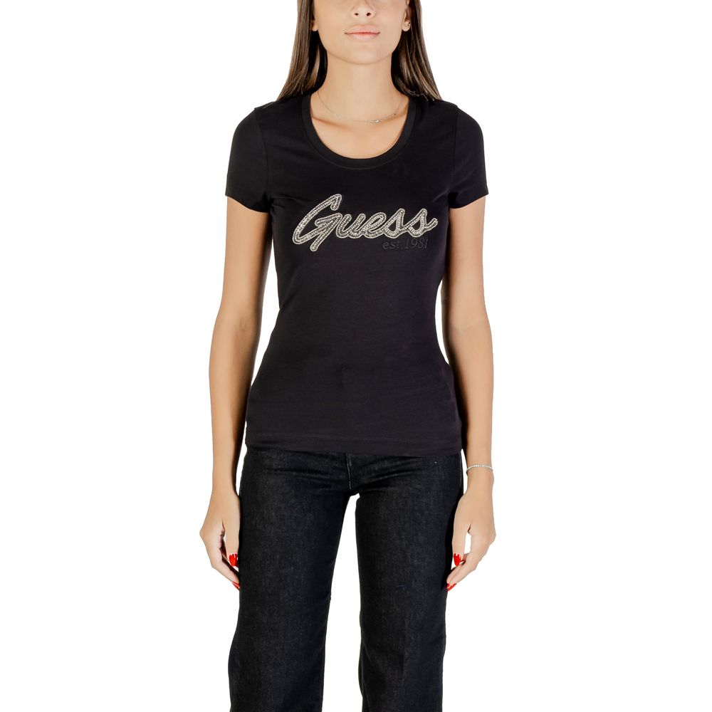Guess Black Cotton T-Shirt - Luxe Nova