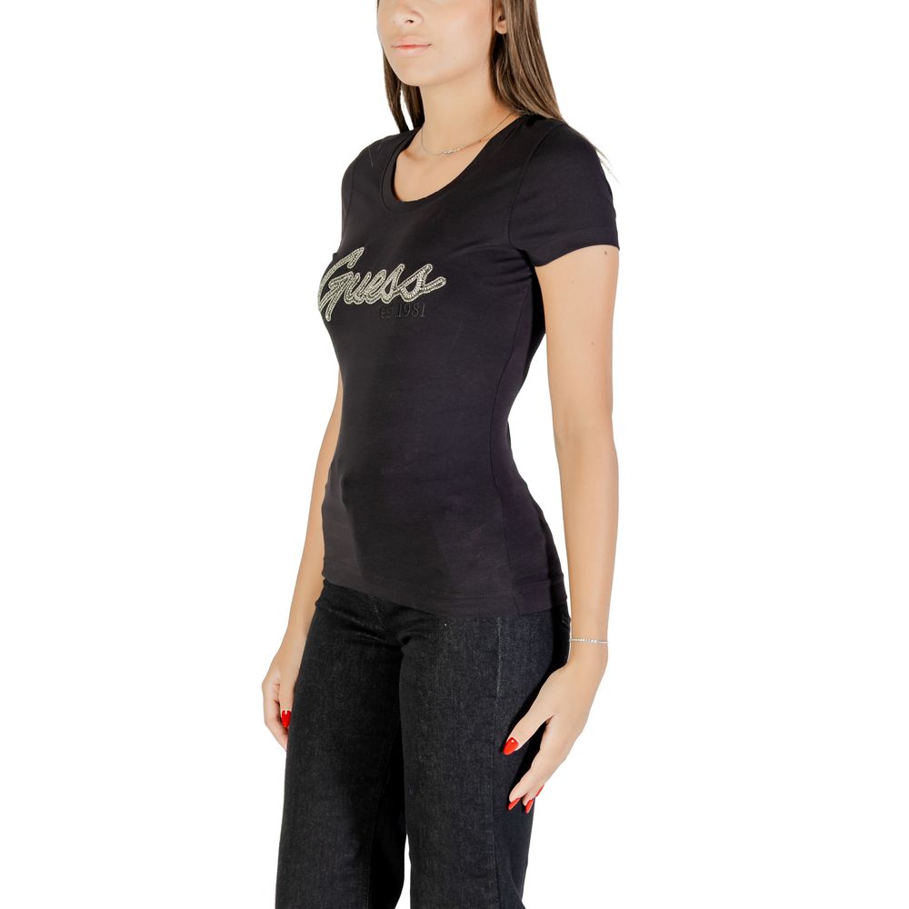 Guess Black Cotton T-Shirt - Luxe Nova