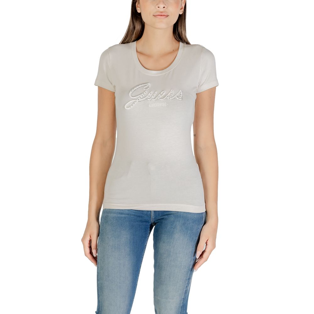 Guess Beige Cotton T-Shirt - Luxe Nova