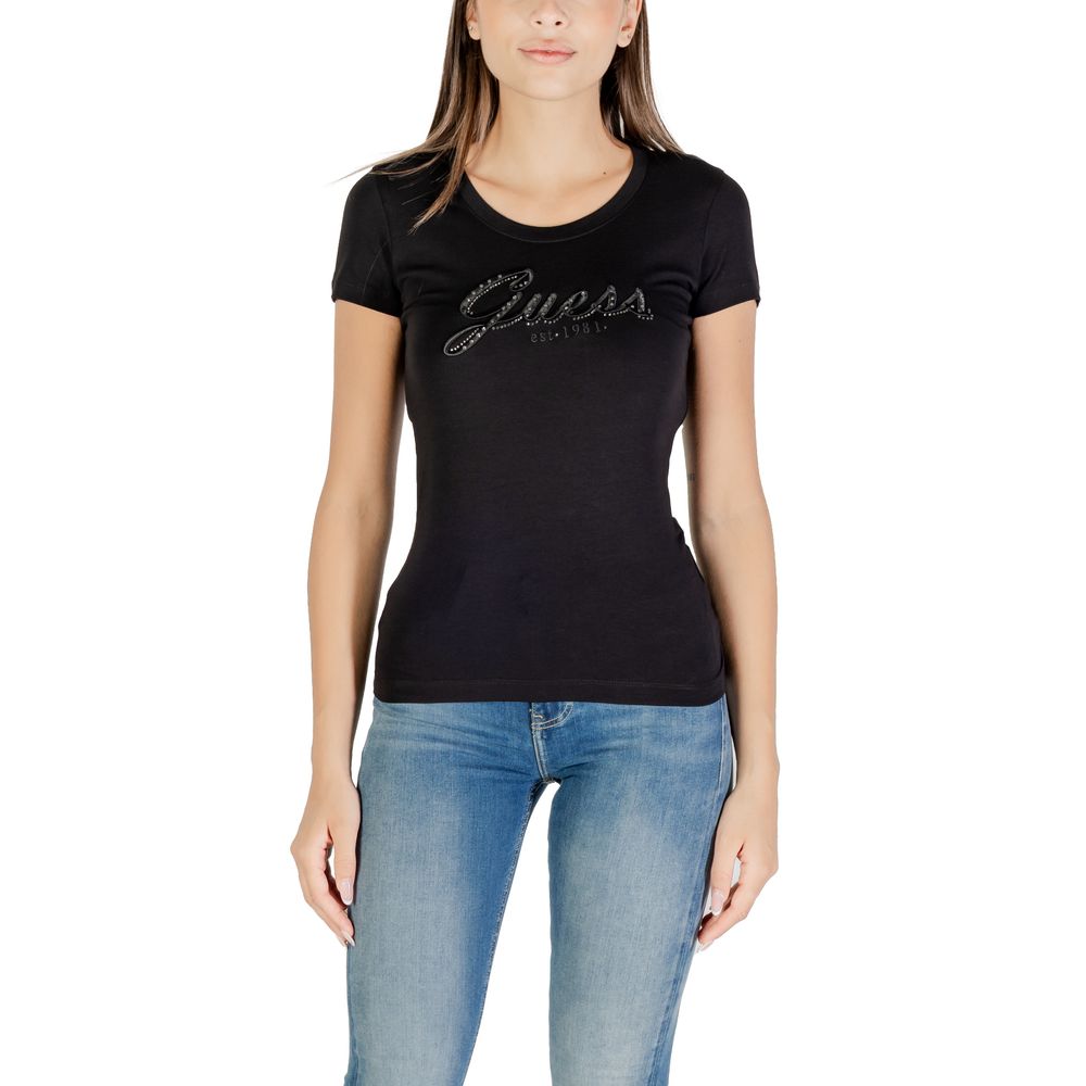 Guess Black Cotton T-Shirt - Luxe Nova