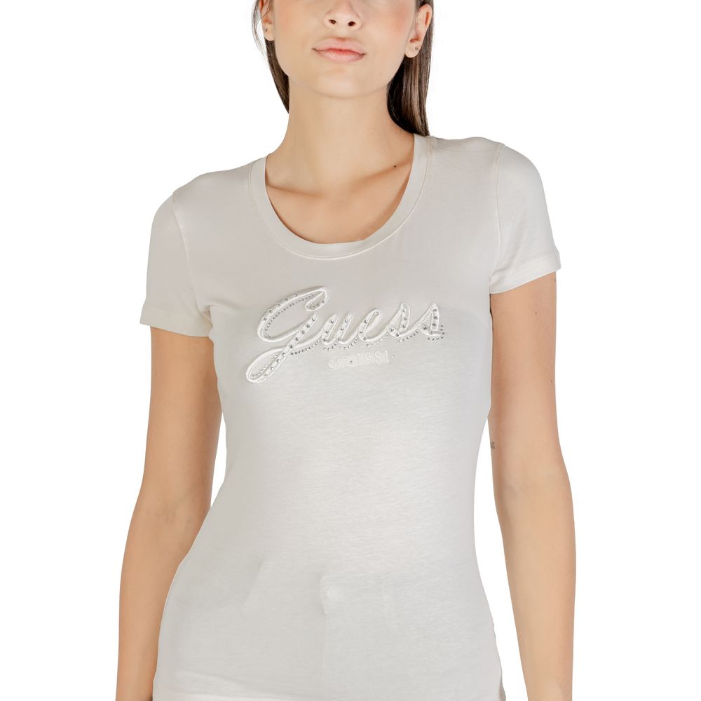 Guess Beige Cotton T-Shirt - Luxe Nova