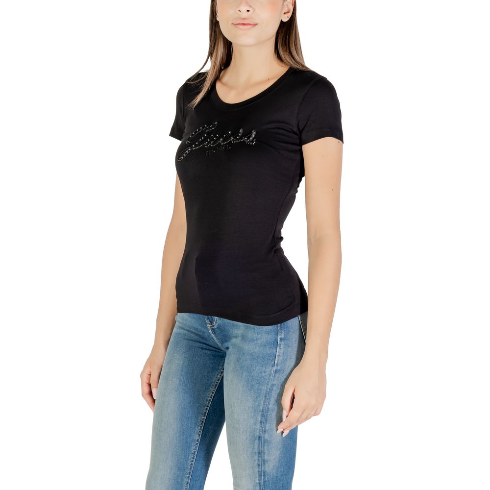 Guess Black Cotton T-Shirt - Luxe Nova