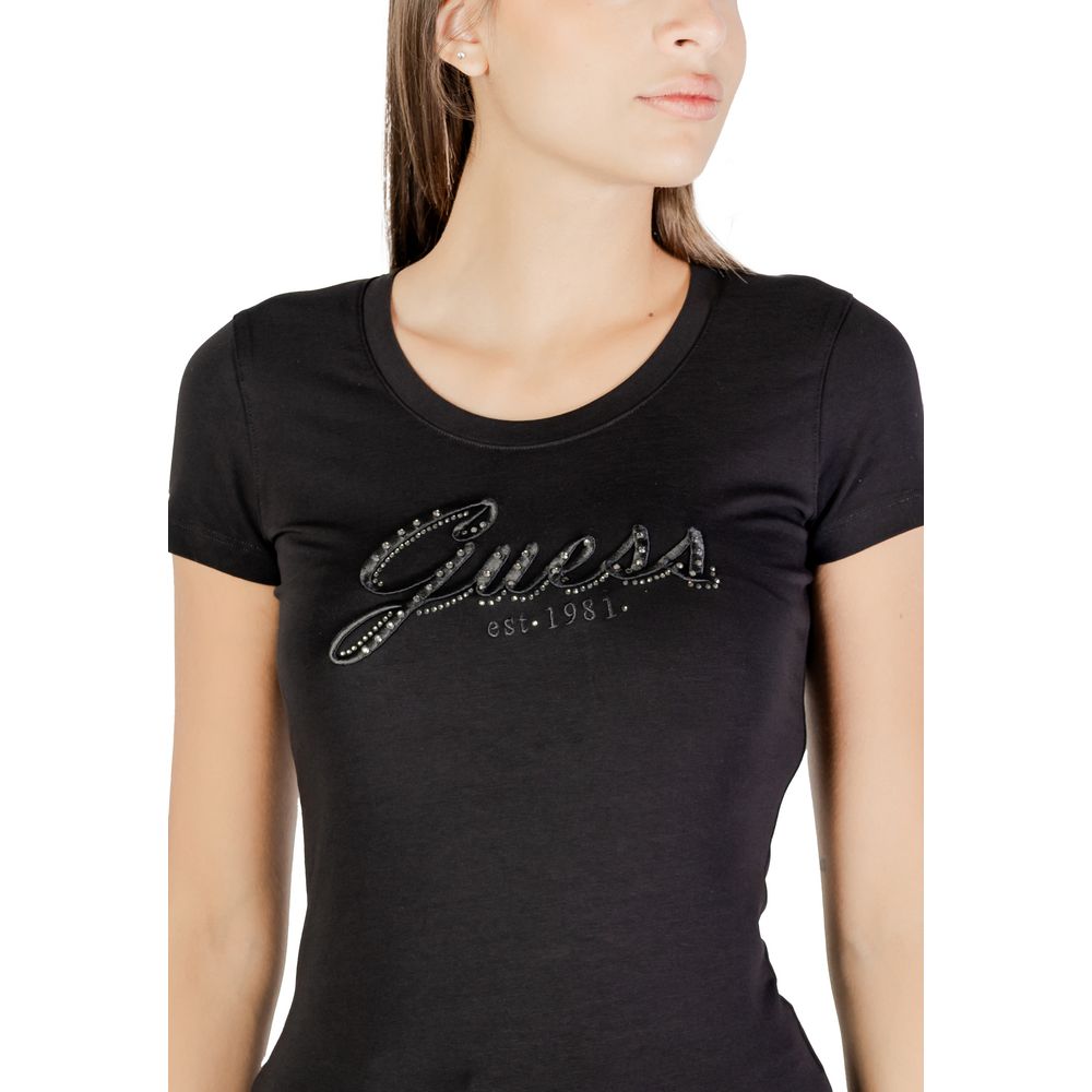 Guess Black Cotton T-Shirt - Luxe Nova