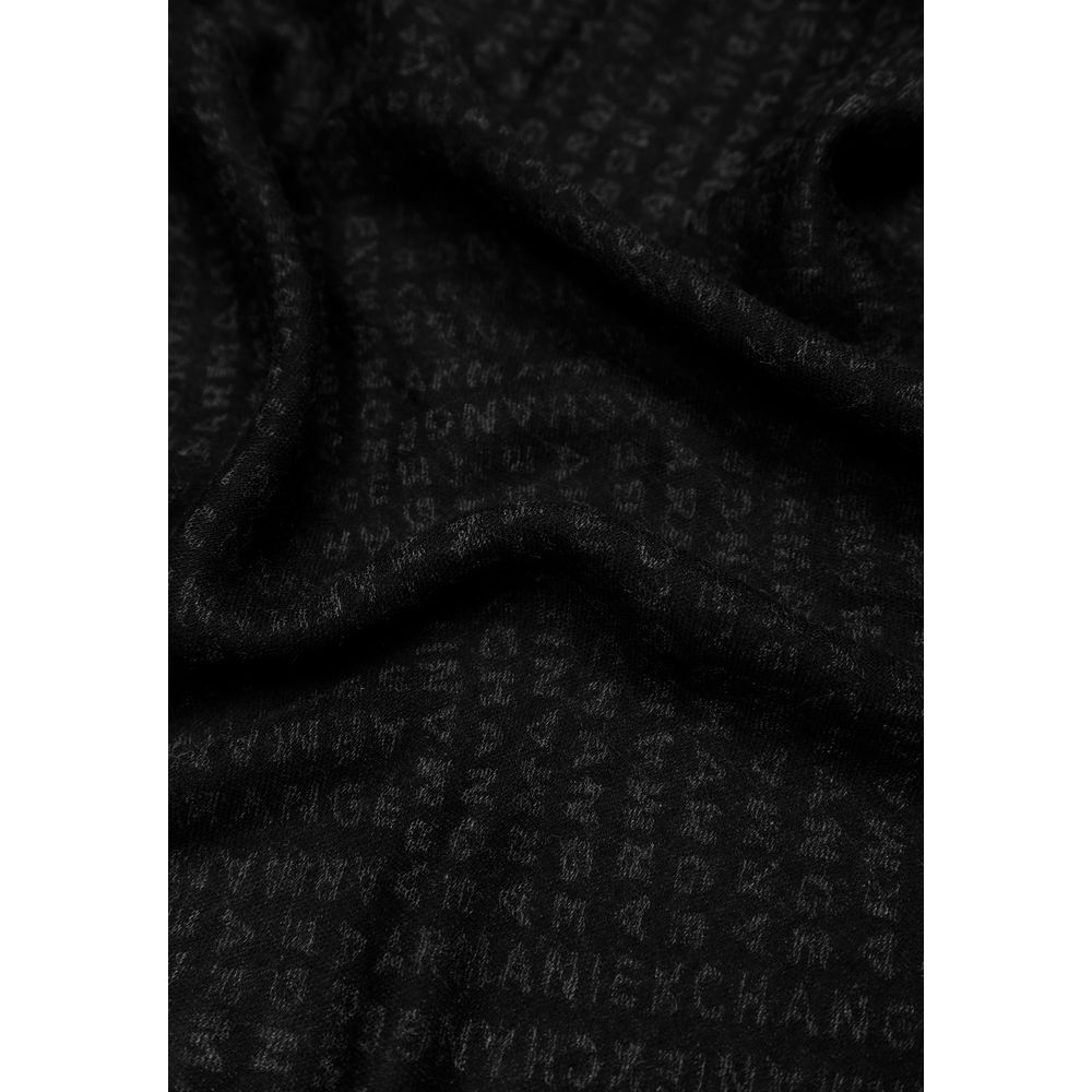 Armani Exchange Black Viscose Scarf - Luxe Nova