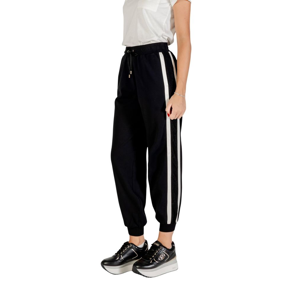 Liu Jo Black And White Cotton Joggers (Workout Pants) - Luxe Nova