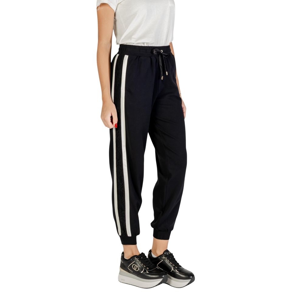 Liu Jo Black And White Cotton Joggers (Workout Pants) - Luxe Nova