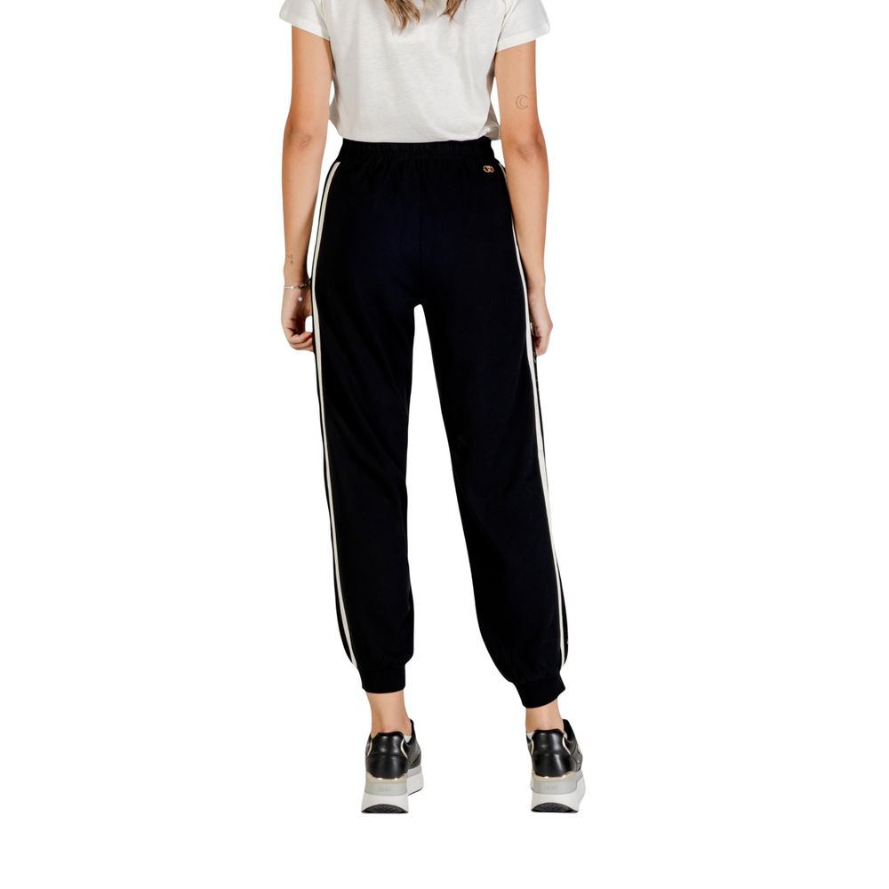 Liu Jo Black And White Cotton Joggers (Workout Pants) - Luxe Nova