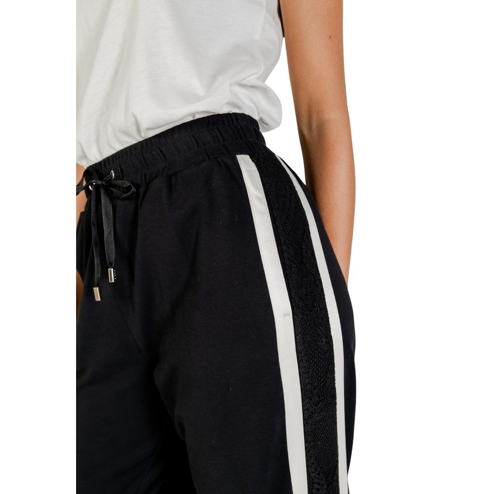 Liu Jo Black And White Cotton Joggers (Workout Pants) - Luxe Nova