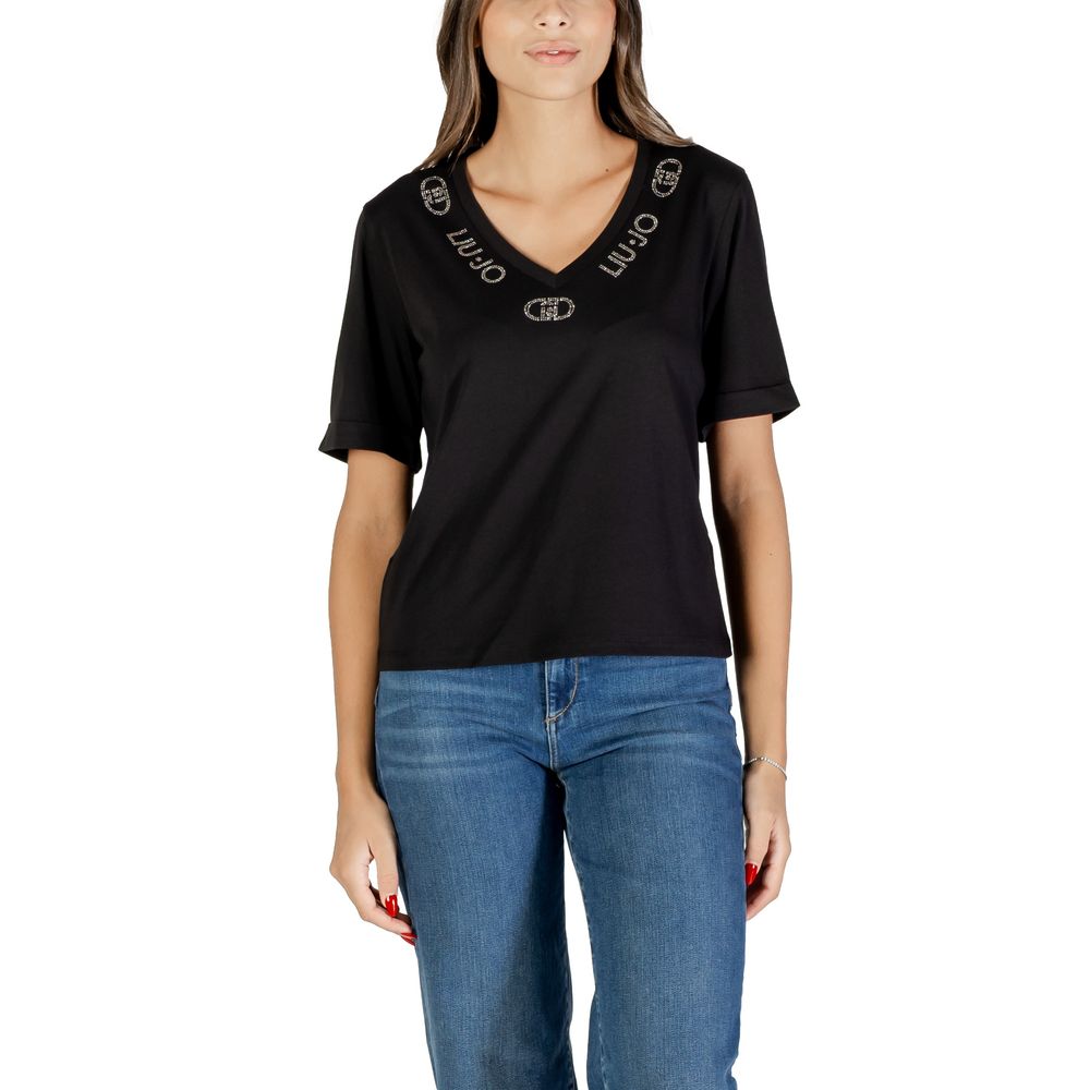 Liu Jo Black Cotton T-Shirt - Luxe Nova