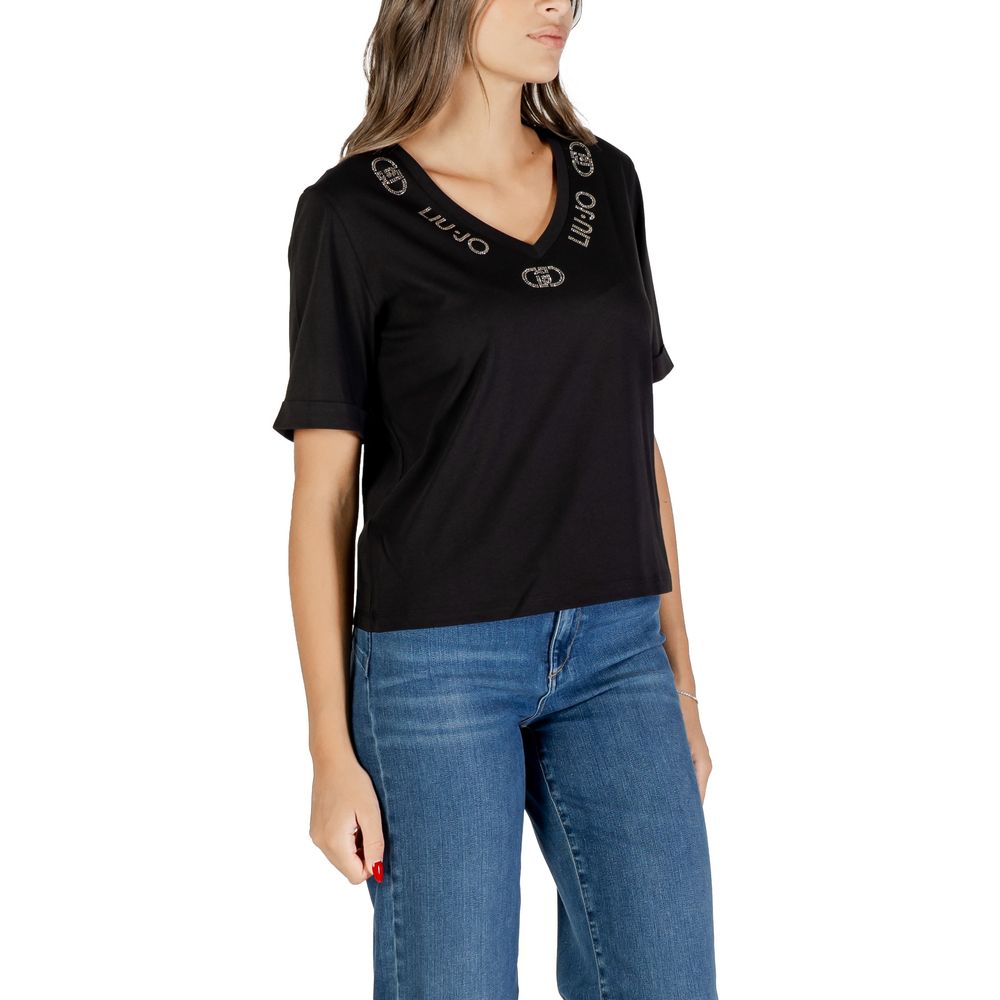 Liu Jo Black Cotton T-Shirt - Luxe Nova