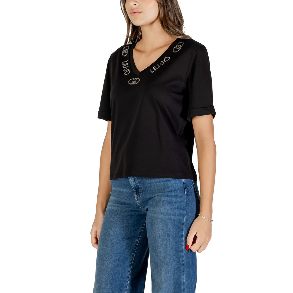 Liu Jo Black Cotton T-Shirt - Luxe Nova