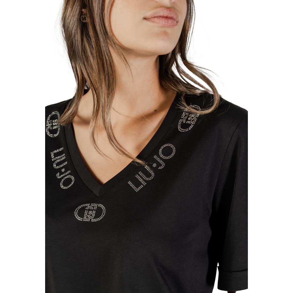 Liu Jo Black Cotton T-Shirt - Luxe Nova