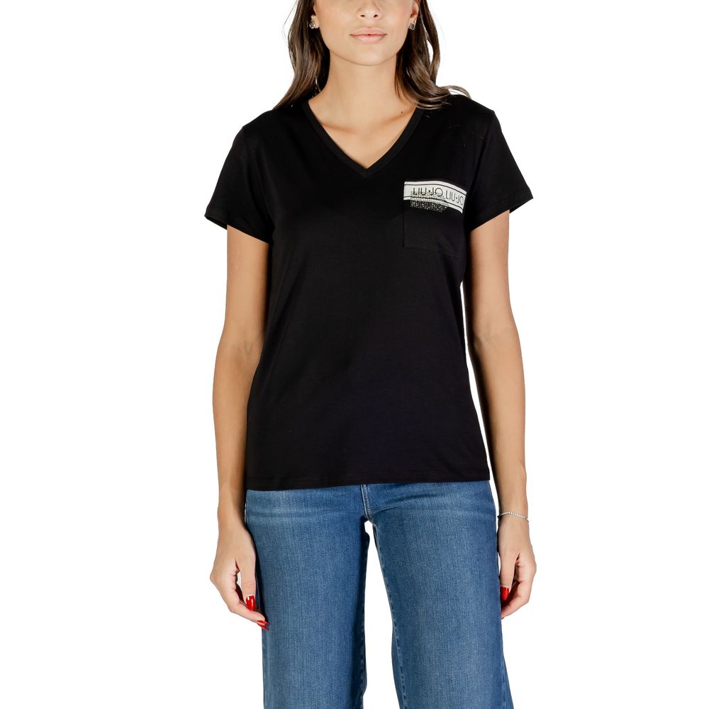 Liu Jo Black Cotton T-Shirt - Luxe Nova