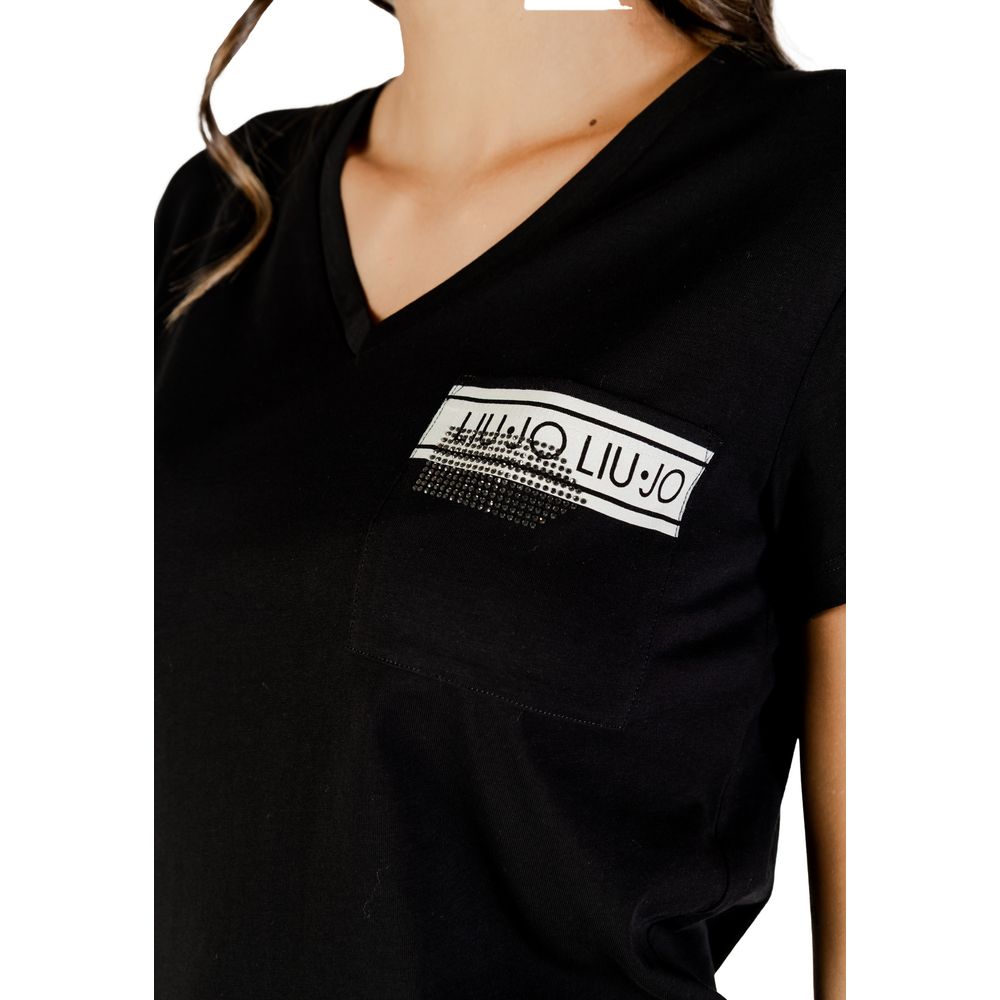 Liu Jo Black Cotton T-Shirt - Luxe Nova